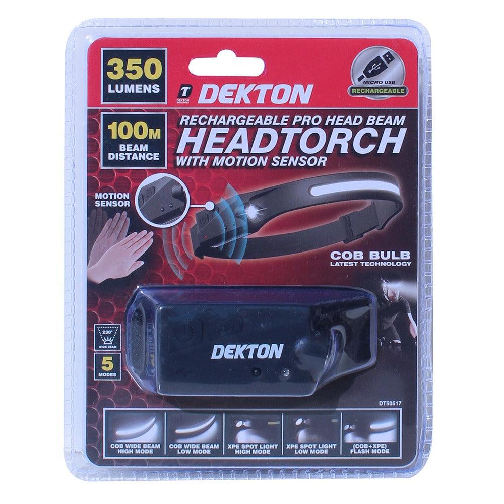 Dekton LED Rechargeable Head Torch | Water-Resistant, Adjustable Headband - Image 2