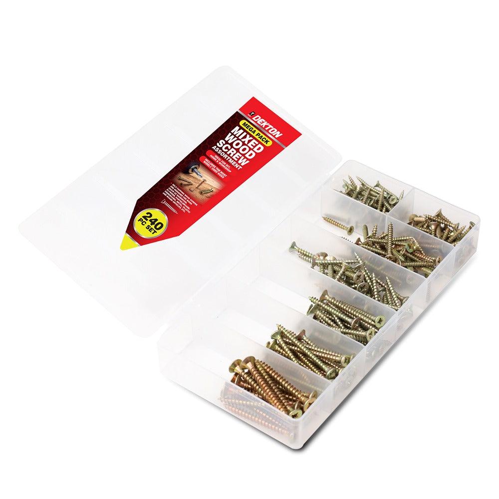 Dekton Mixed Wood Screw Assortment | Wide Range of Sizes & Storage Case