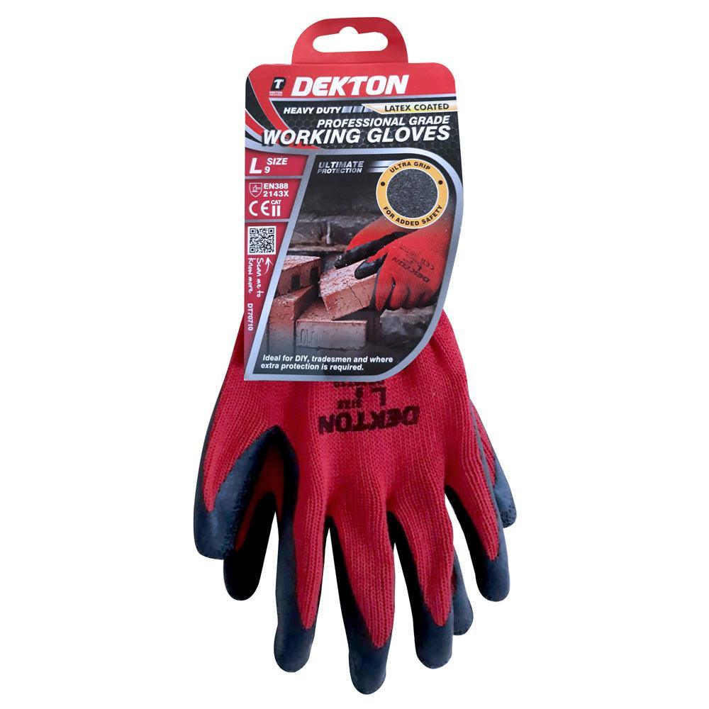 Dekton Heavy Duty Professional Grade Latex Coated Working Gloves | Size 9/L - Image 2