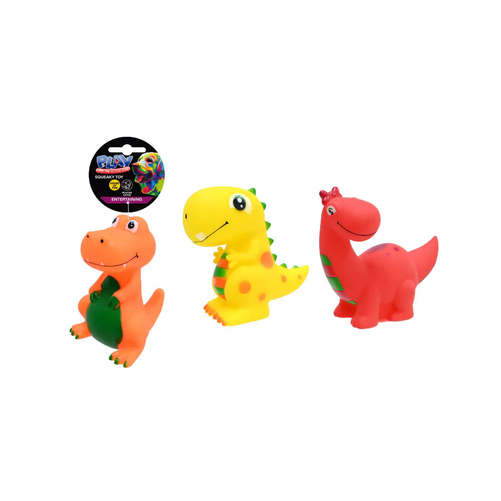 Dinosaur Vinyl Squeaky Dog Toy | 12cm, Assorted Designs