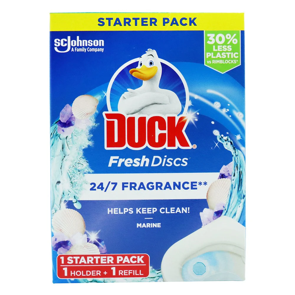 Duck Fresh Discs Marine Toilet Cleaner | Starter Pack with Holder, Refill, 72 ml