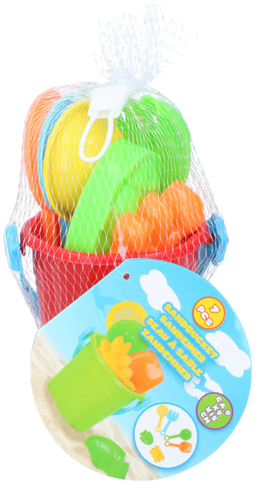 Eddy Toys Sandbucket Set | 7pce Durable Plastic | Mesh Bag - Image 6
