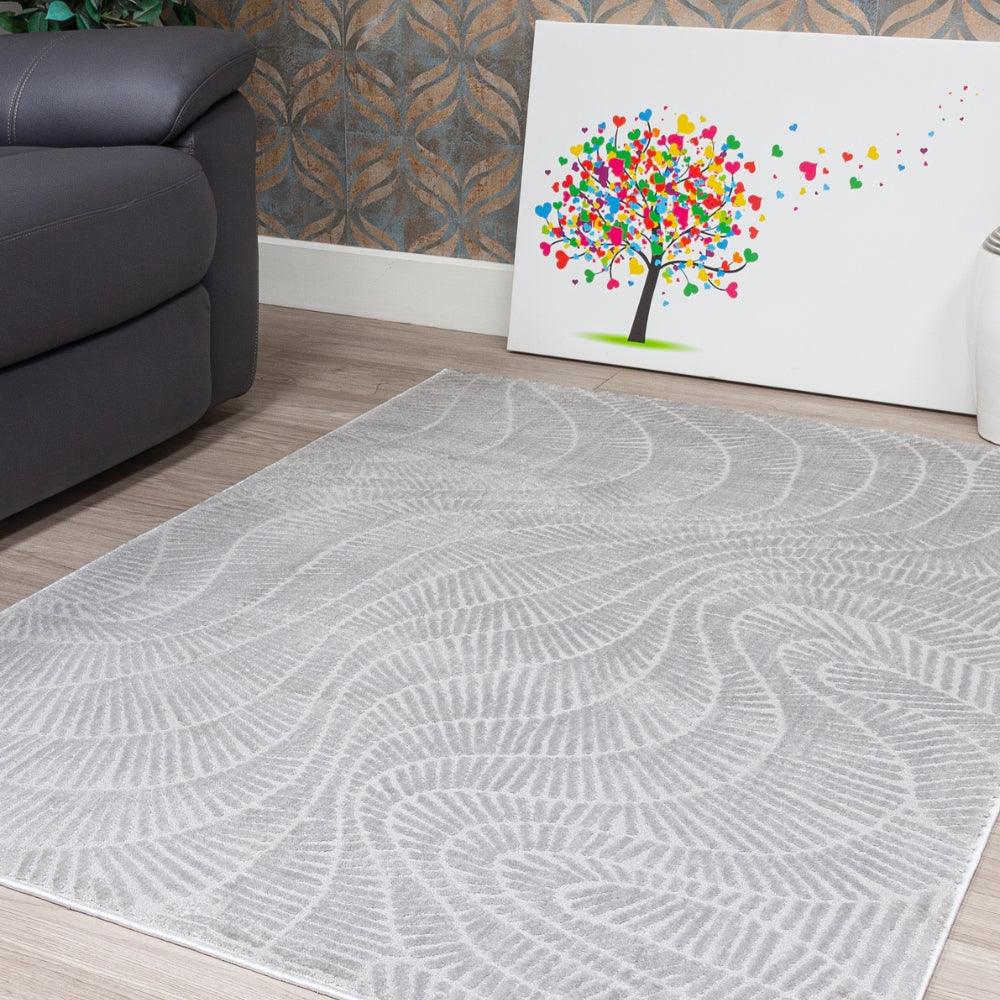Elements Zahara Grey Rug | Soft & Modern Wave Design - Image 3