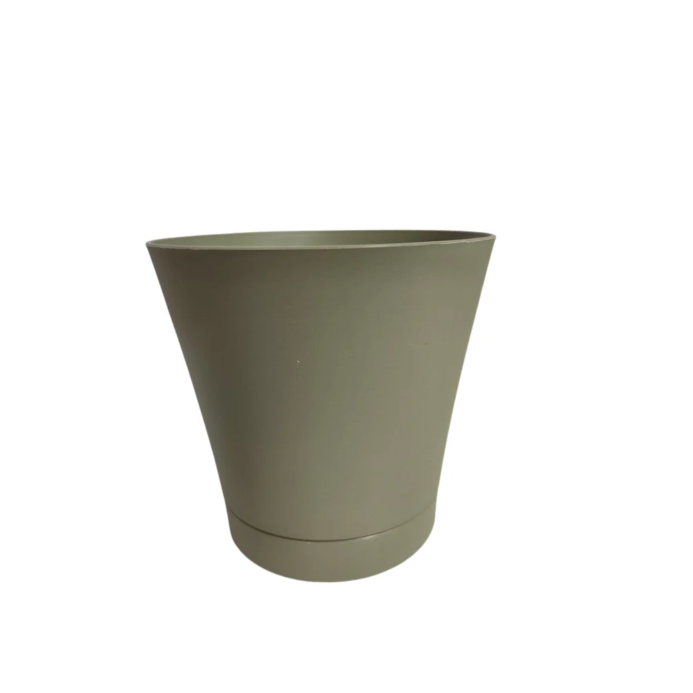 Fino Olive Green Tapered Plant Pot | 30m, Matte Finish, Stable Base