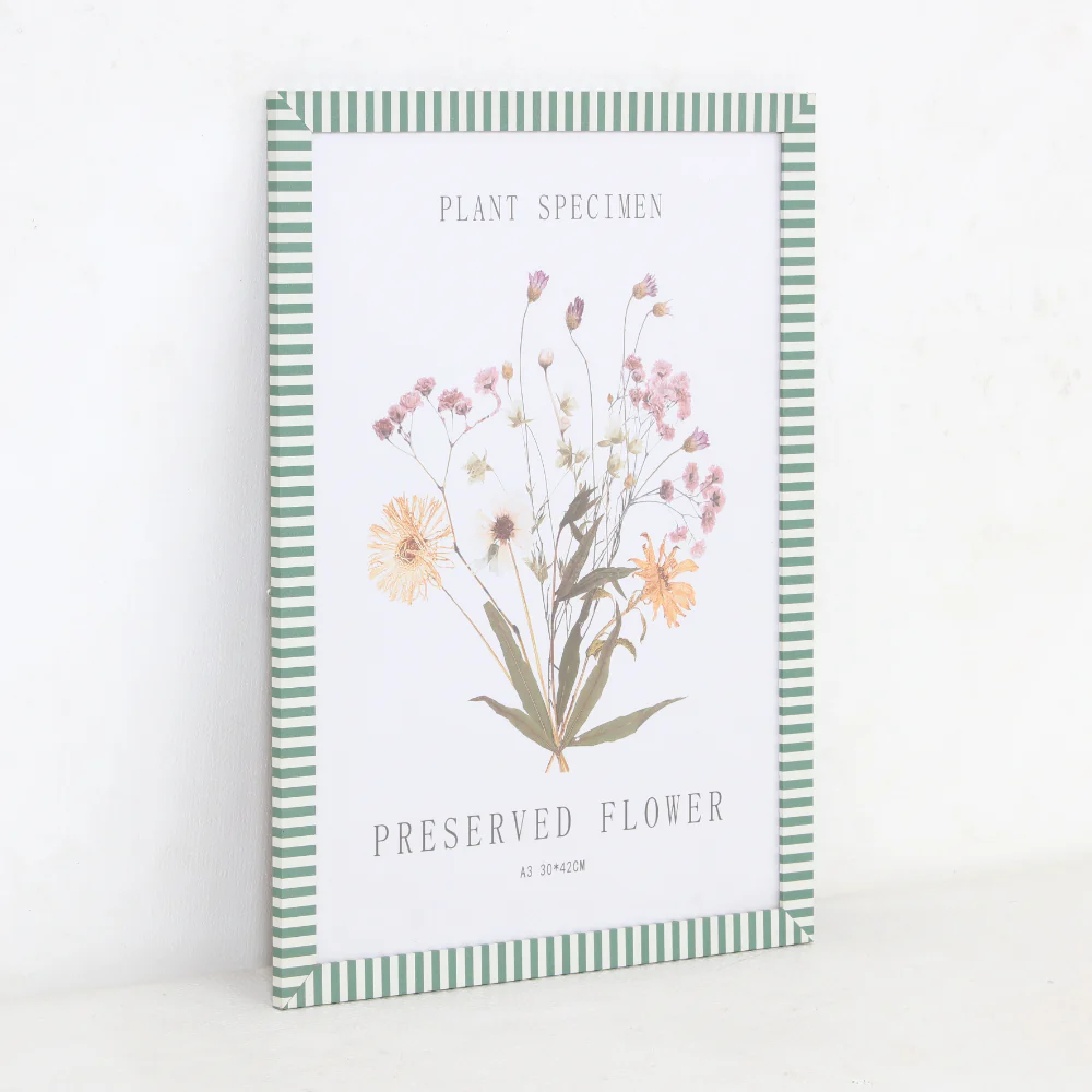 Green Stripe Preserved Flower Wall Art Frame | A3, Plant Specimen - Image 2