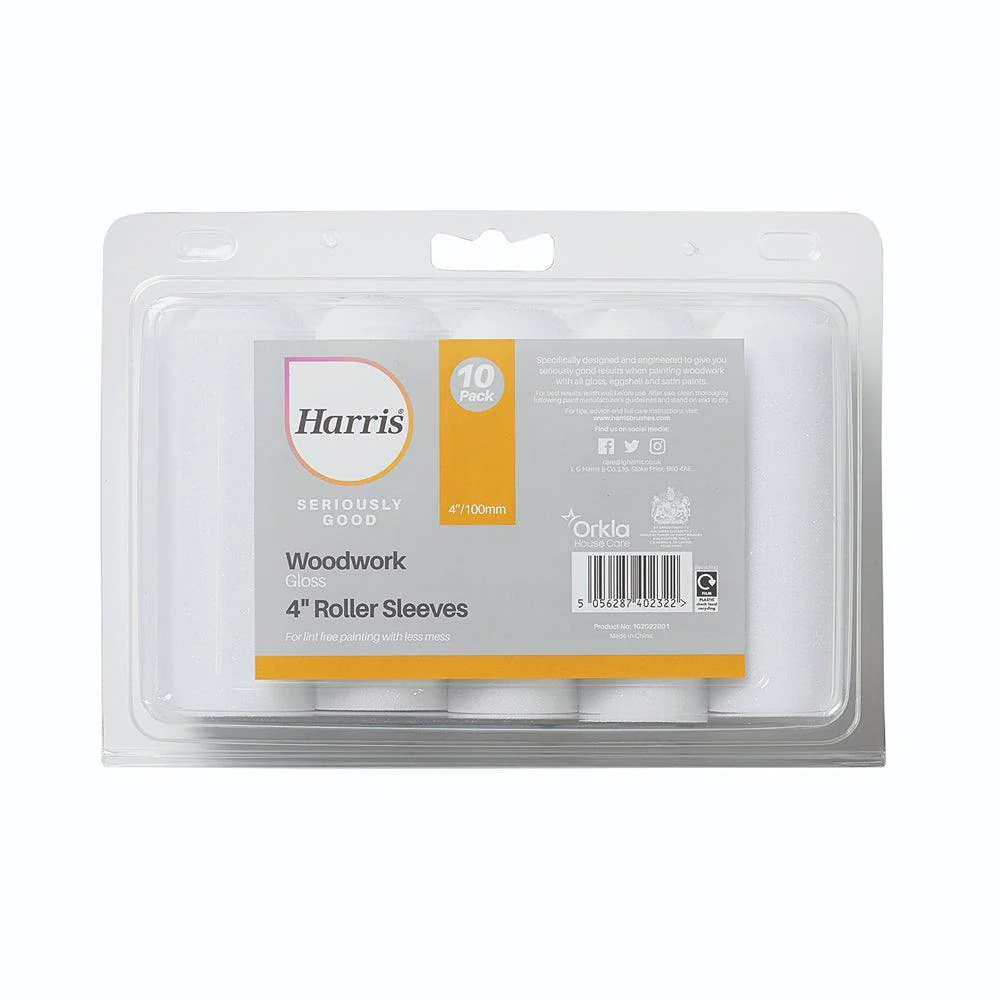 Harris Seriously Good Woodwork Gloss Roller Sleeves | 4in | Pack of 10