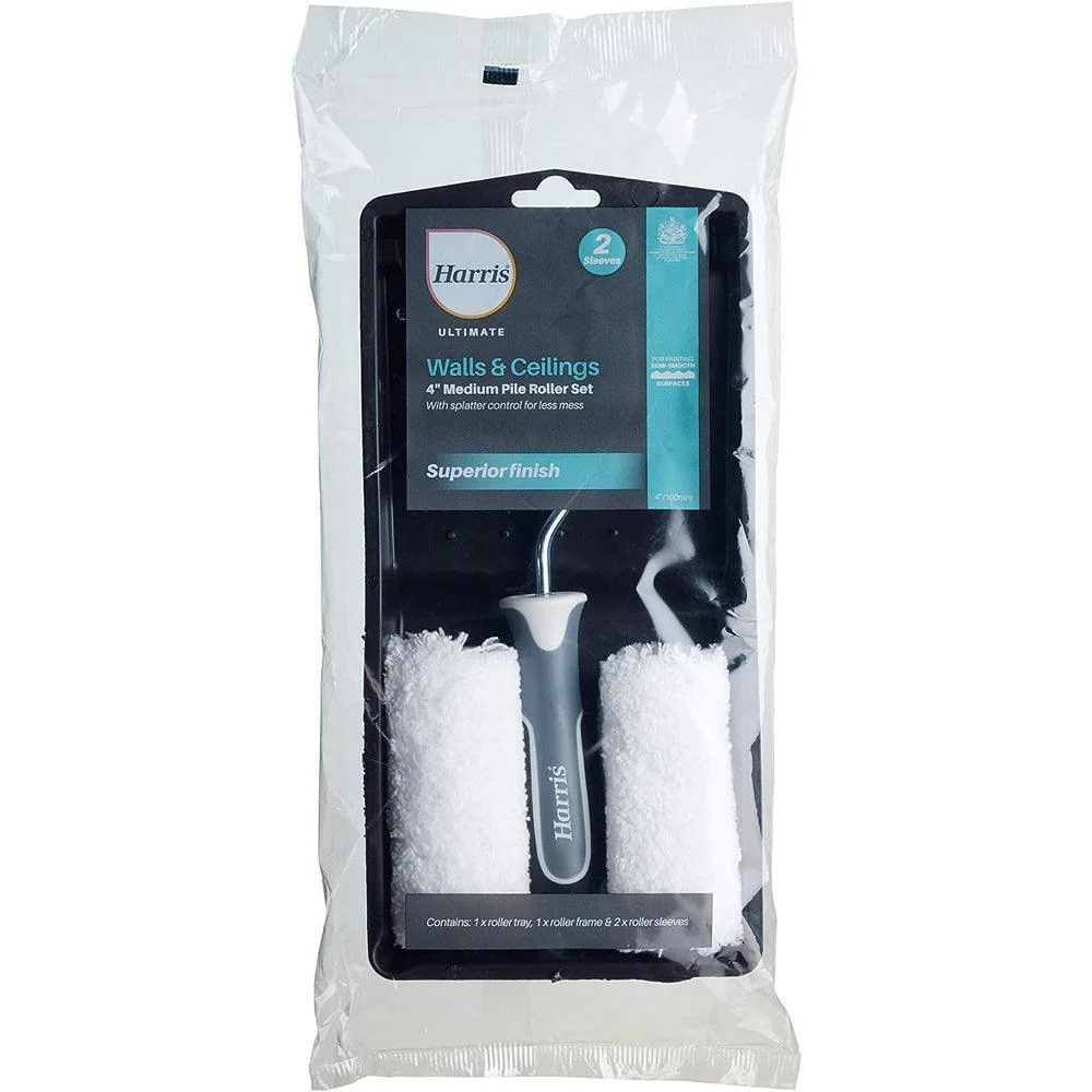 Harris Ultimate Walls & Ceilings Medium Pile Roller Set | 4in | 2 Sleeves - Image 2