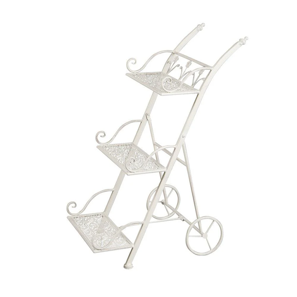 Heritage Collection 3-Tier Metal Plant Shelf | Antique White
