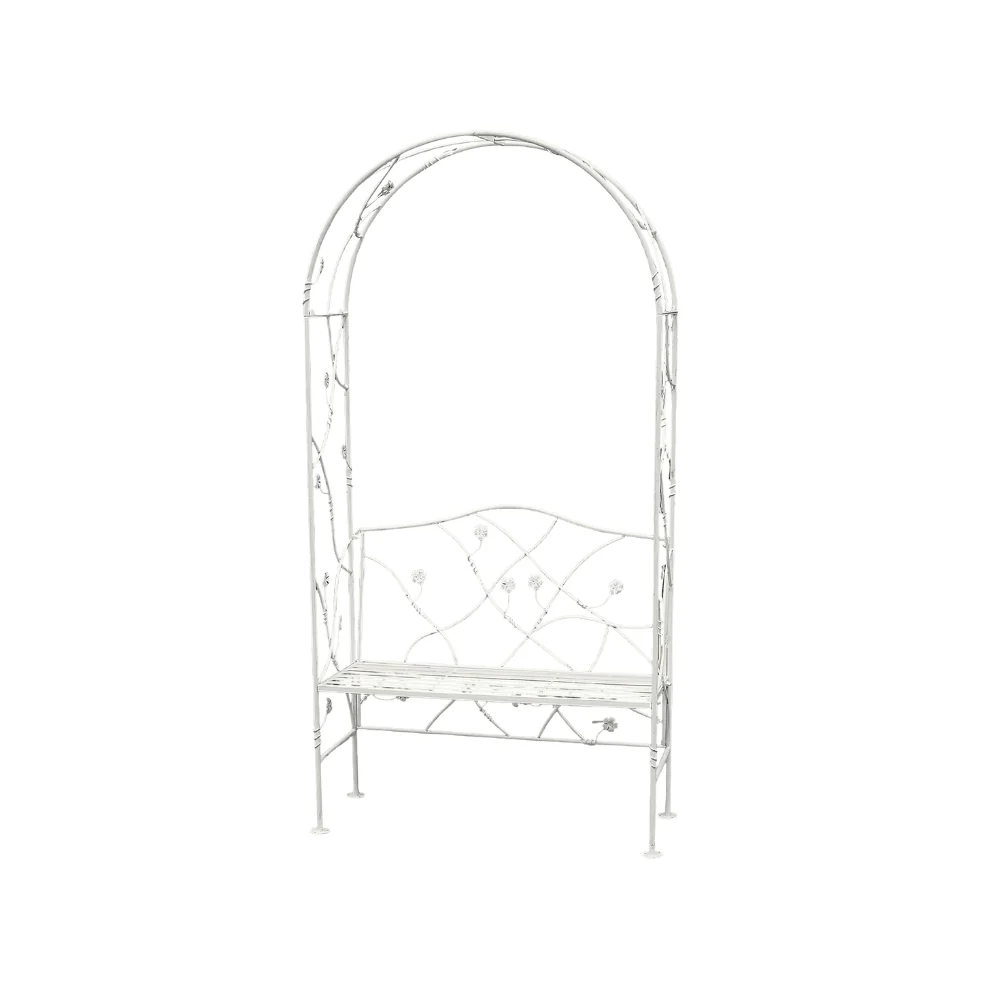 Heritage Bench and Arch Garden Furniture | Antique White Outdoor Seat