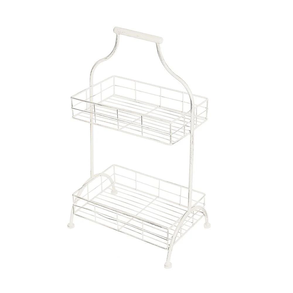 Heritage Collection Handlebar Basket | White | Two-Tier Storage