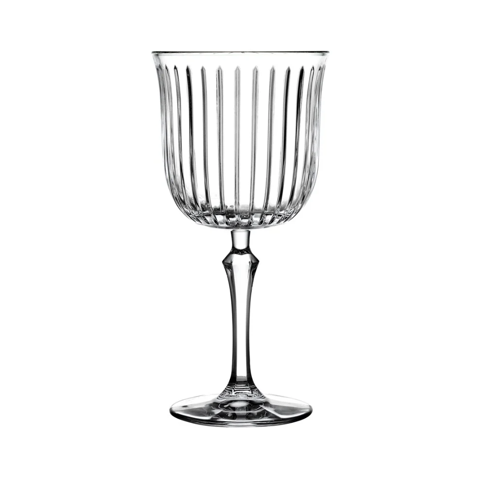Joy Fluted Ribbed Stemmed Gin Goblet Glasses | Pack of 4, 490ml, Clear