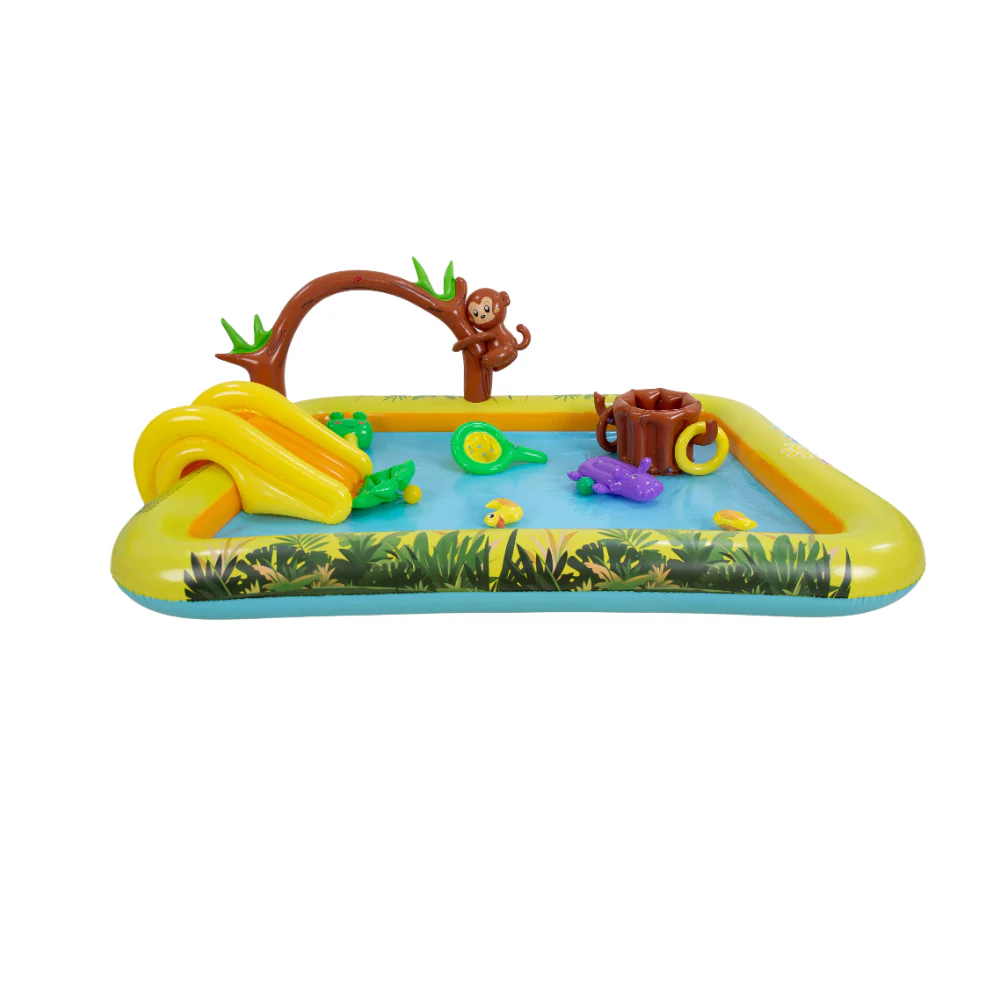 Jungle Animal Inflatable Spray Pool with Slide | 214cm, Multicolour - Image 30