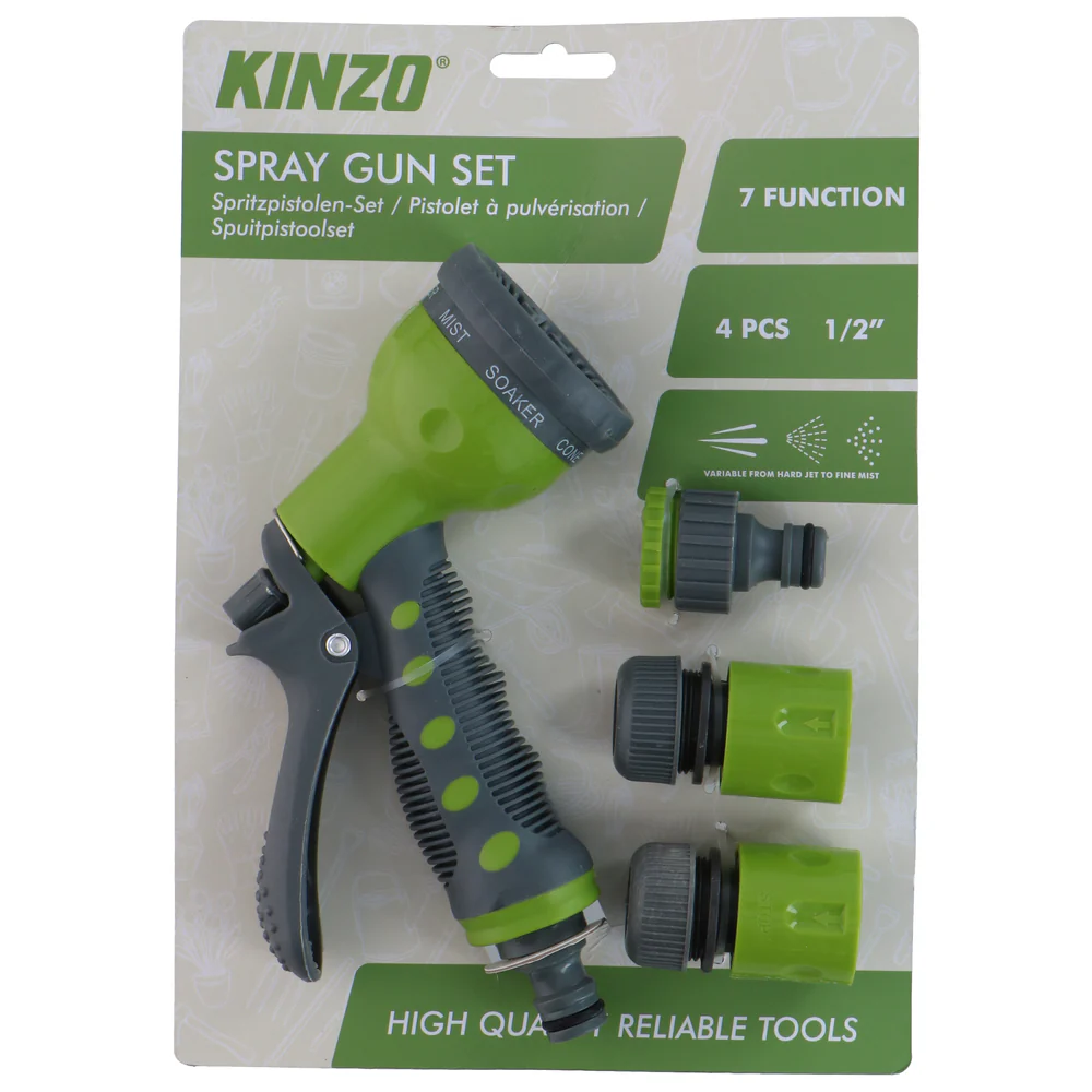 Kinzo Spray Gun Set | 7 Function | 4 Piece