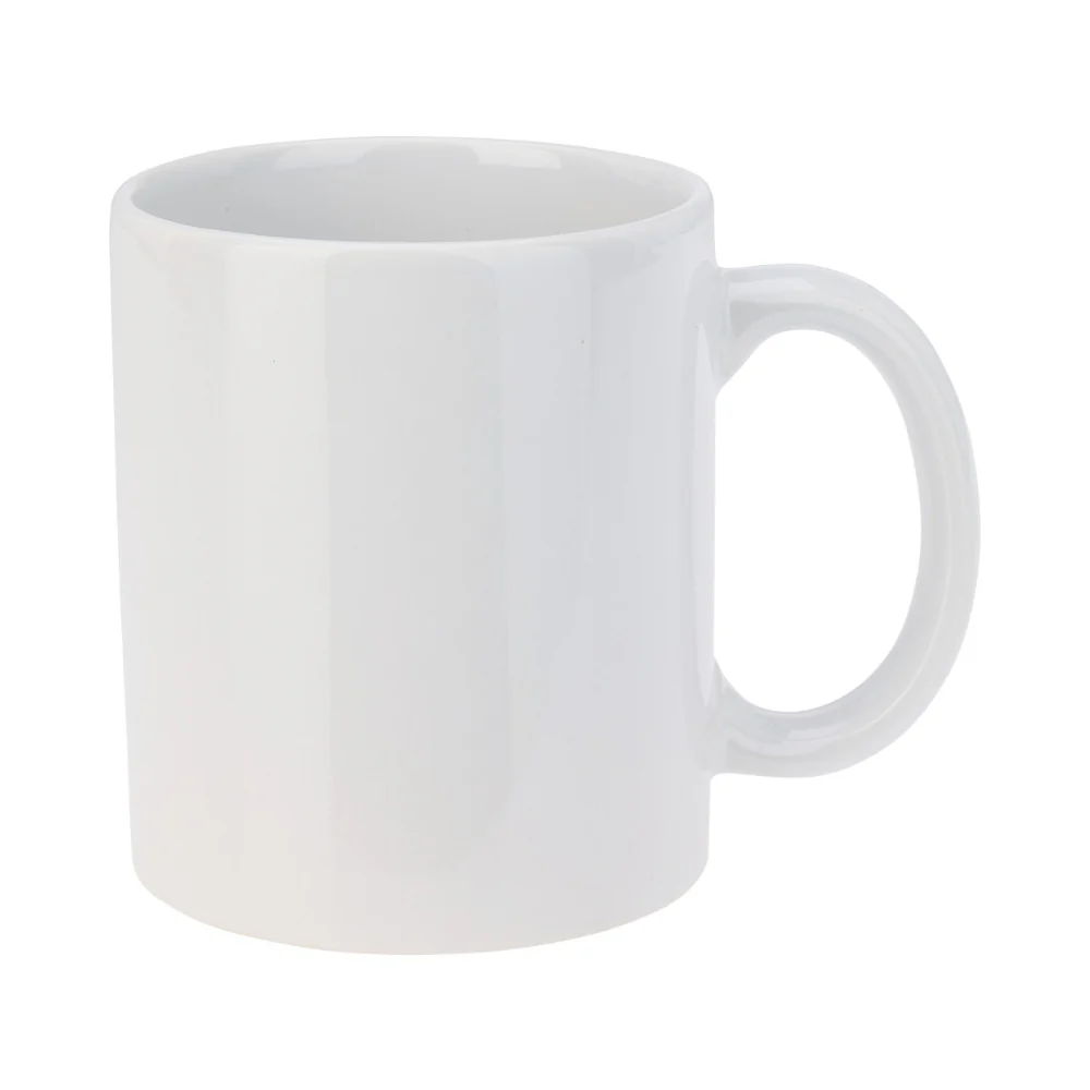 Kitchenware Plain White Glossy Mug | 310ml, Large Handle, Wide Opening