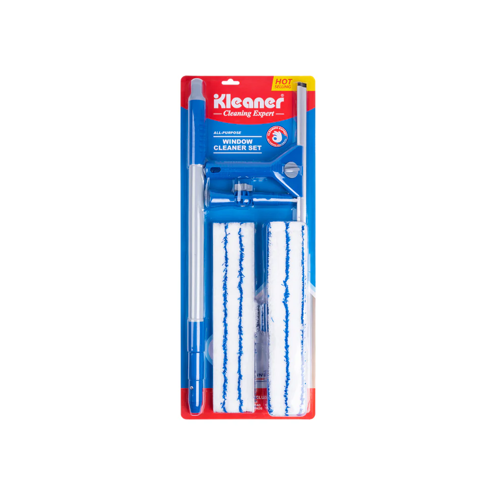 Kleaner Telescopic Window Cleaner Set | Dual-Action Squeegee, Swivel Head