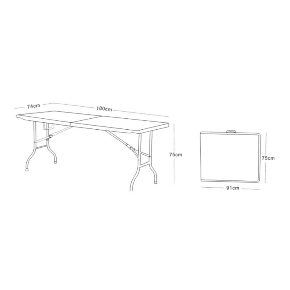 Lifestyle Living White Folding Table | 180 x 74 x 75 cm - Image 2