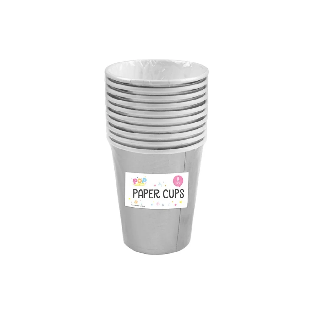 Metallic Disposable Paper Cups | Assorted Colours, Pack of 8 - Image 3