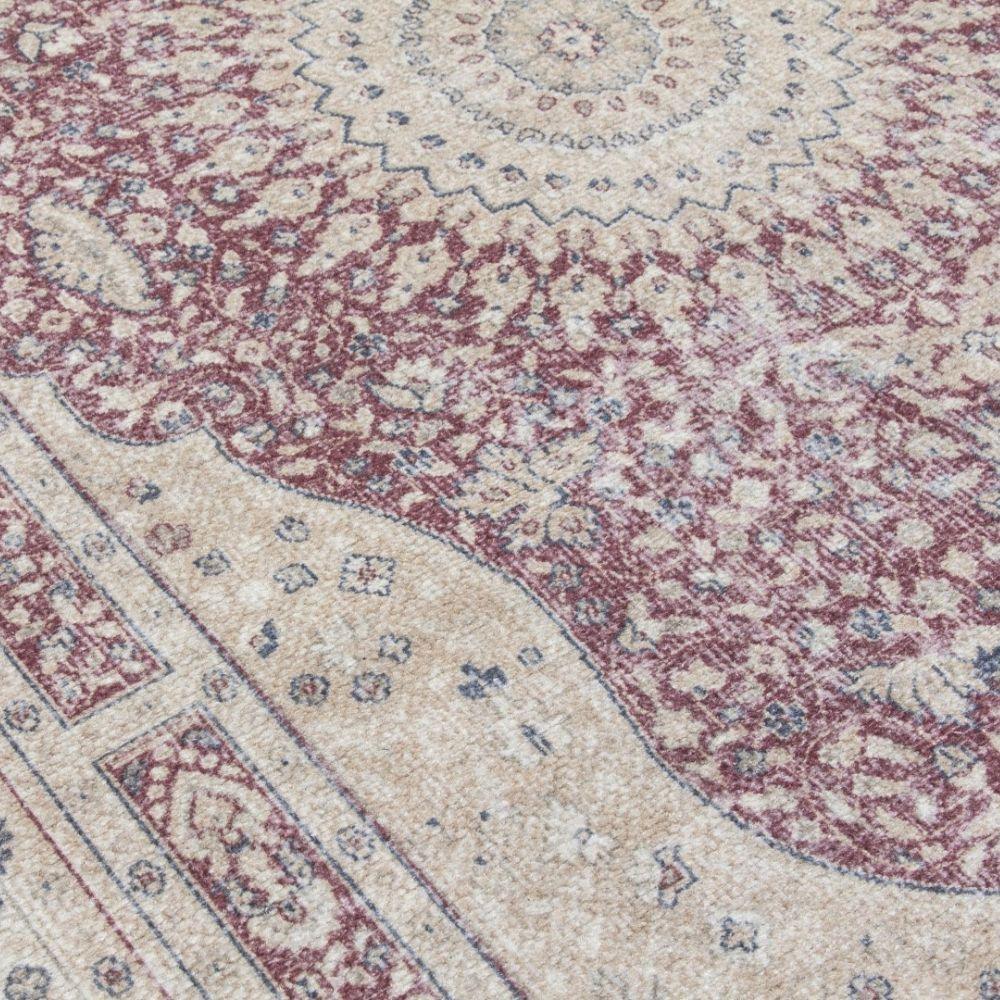 Modena Shiraz Red Cream Rug | Modern Distressed Design - Image 4