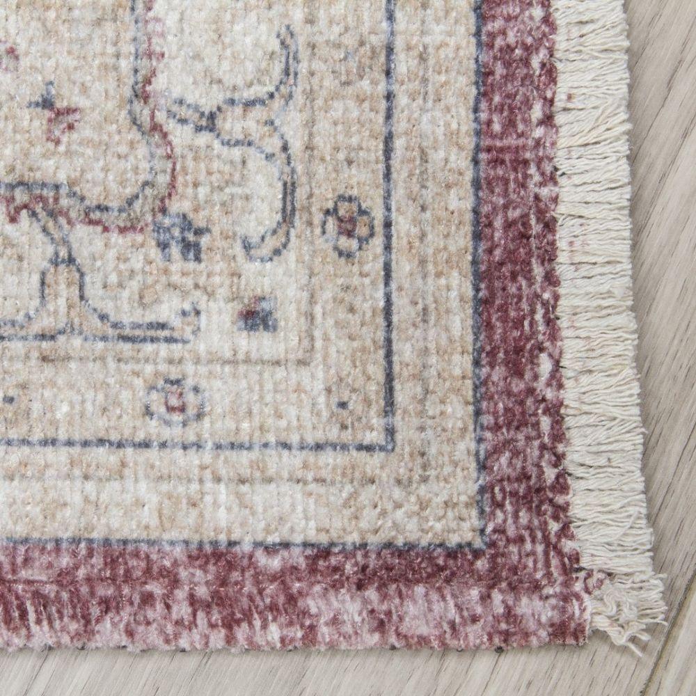 Modena Shiraz Red Cream Rug | Modern Distressed Design - Image 5