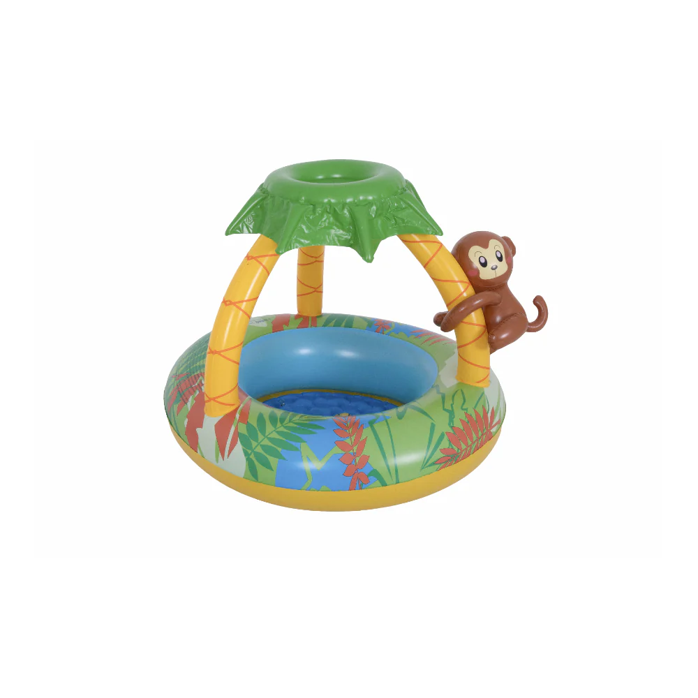 Monkey Tropical Baby Inflatable Pool | Palm Canopy, Jungle Design - Image 3