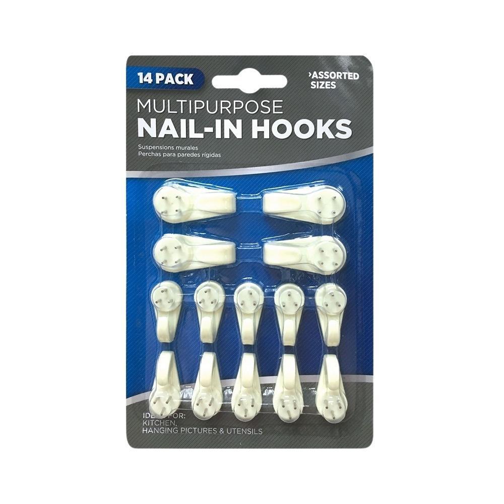 Multipurpose Nail In Hooks Assorted Sizes | 14Pk