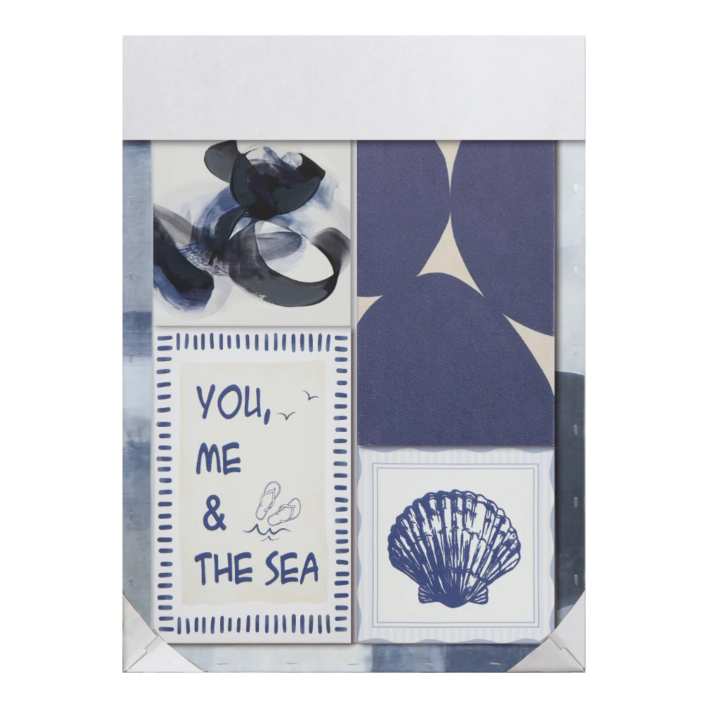 Navy and Blue Coastal Abstract Canvas Wall Art Set | Assorted Designs, Set of 5 - Image 4