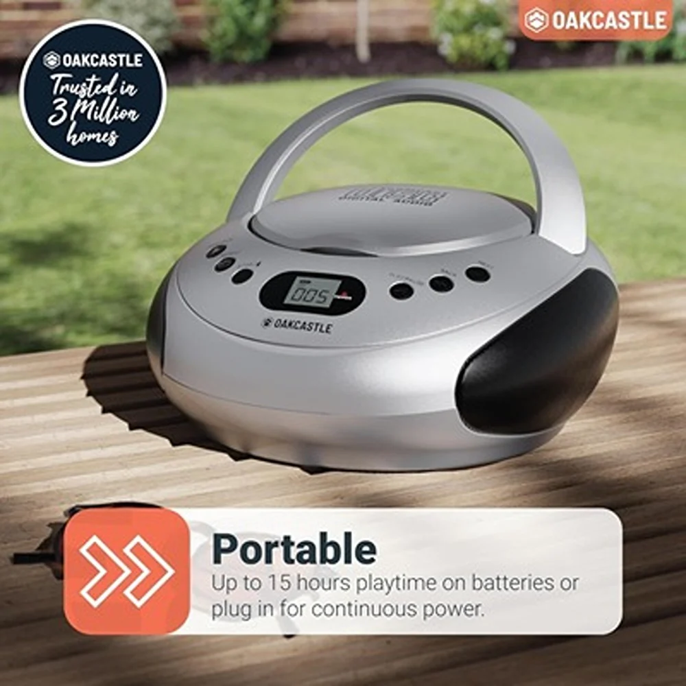 Oakcastle Silver CD250 Boombox | Bluetooth, CD Player, FM Radio - Image 5