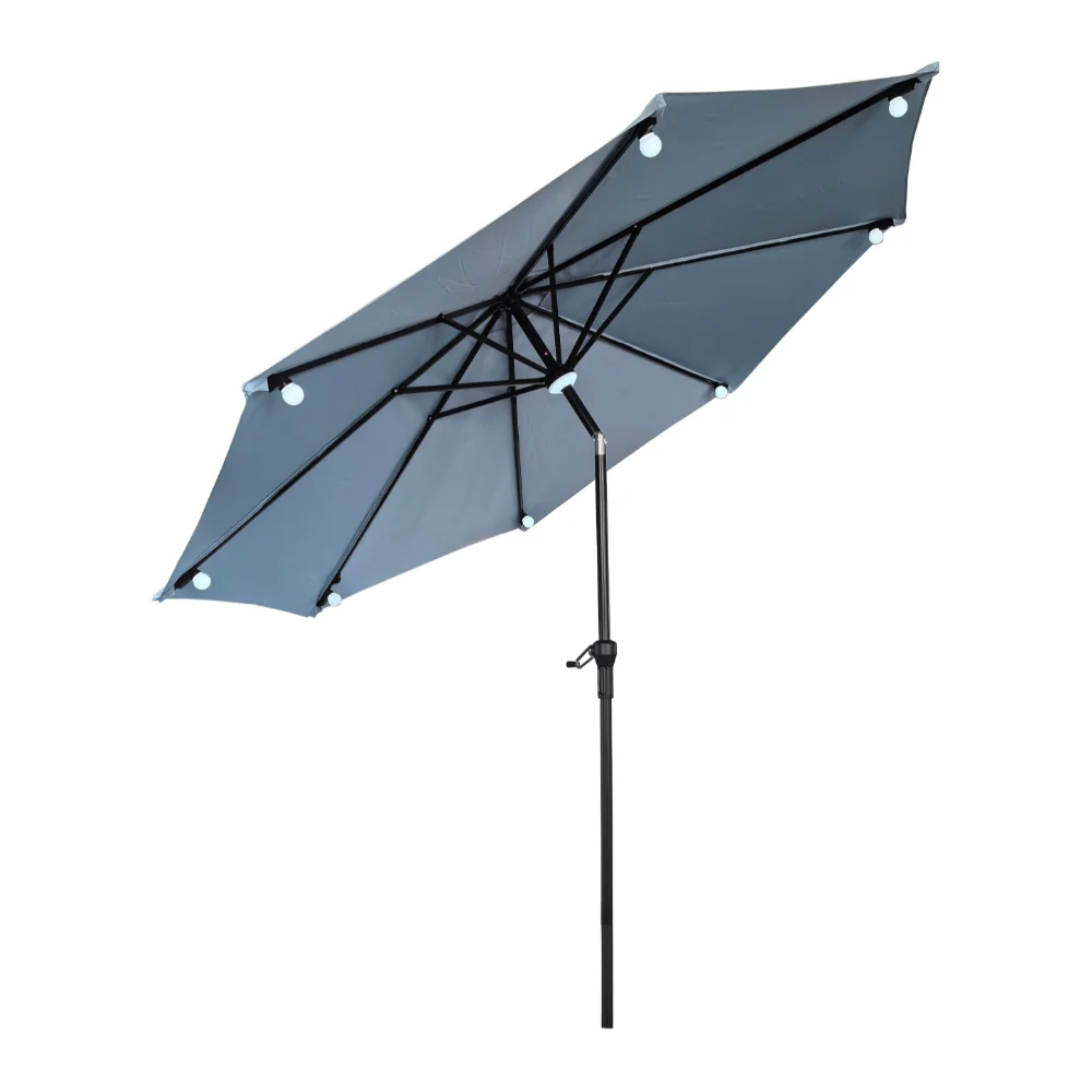 Octagon LED Parasol Dusty Blue | 3m