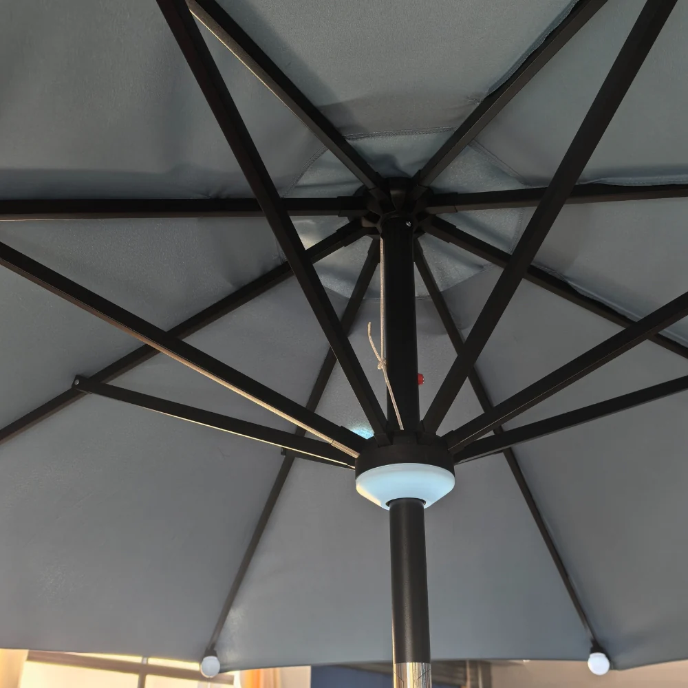 Octagon LED Parasol Dusty Blue | 3m - Image 6