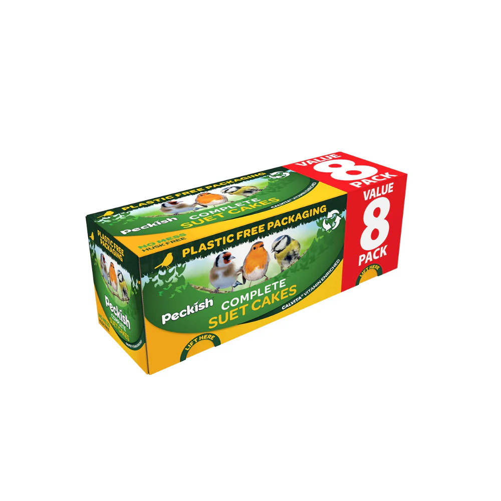 Peckish Complete Suet Cakes Bird Food | Pack of 8, No-Mess, Plastic-Free