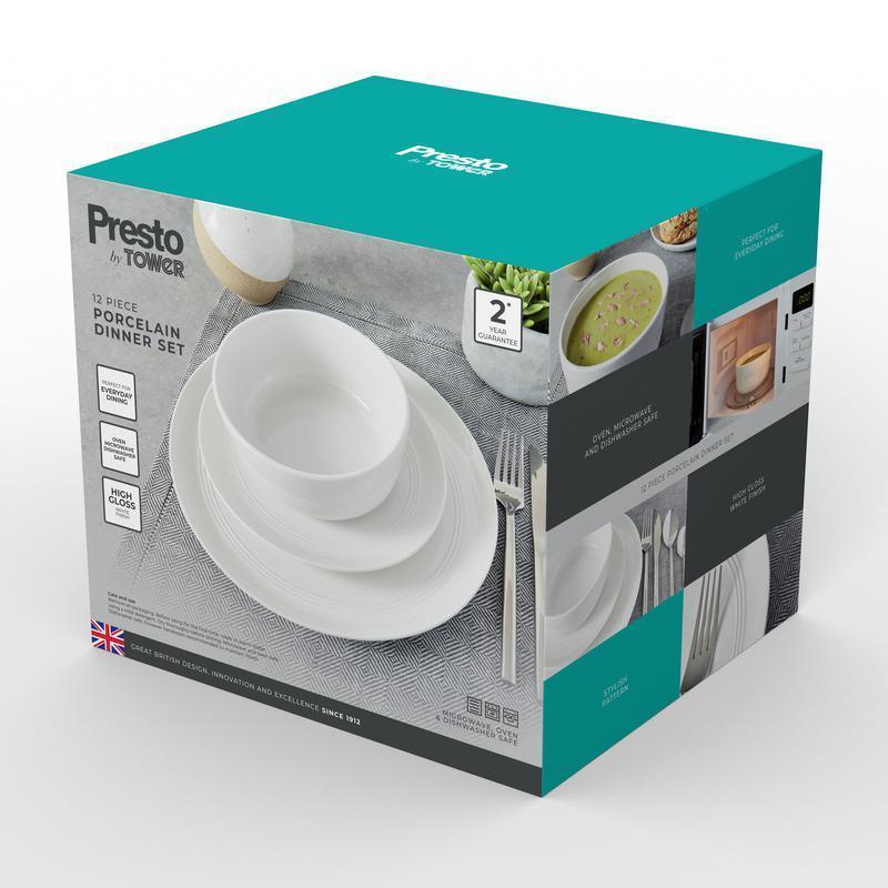 Presto by Tower 12 Piece Dinnerware Set White | PT867003 - Image 2