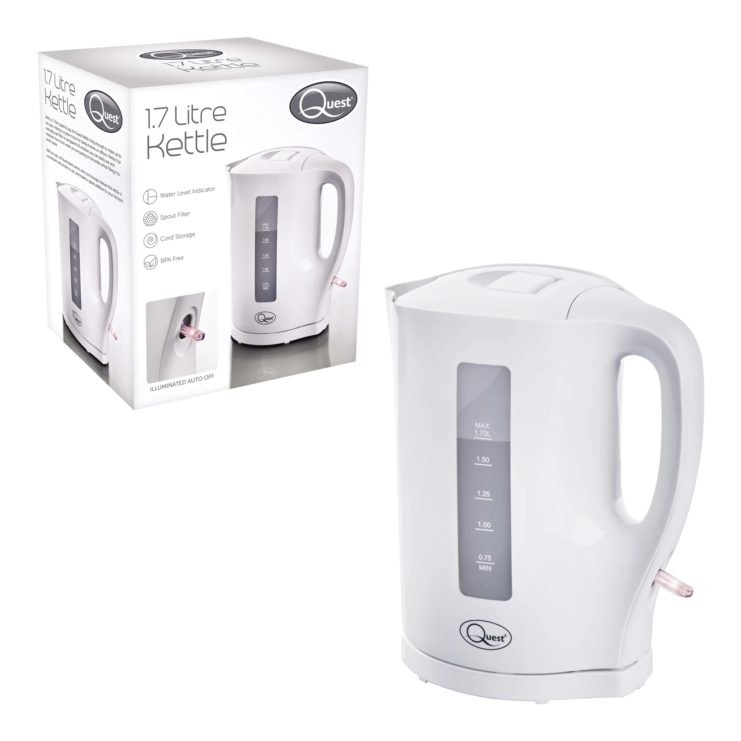 Quest White Jug Kettle | 1.7L
