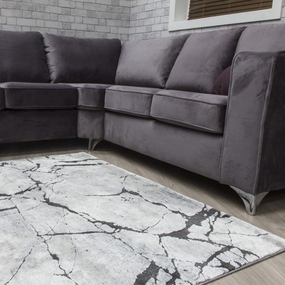 Rococo Glacial Grey Modern Rug | Abstract Design - Image 2