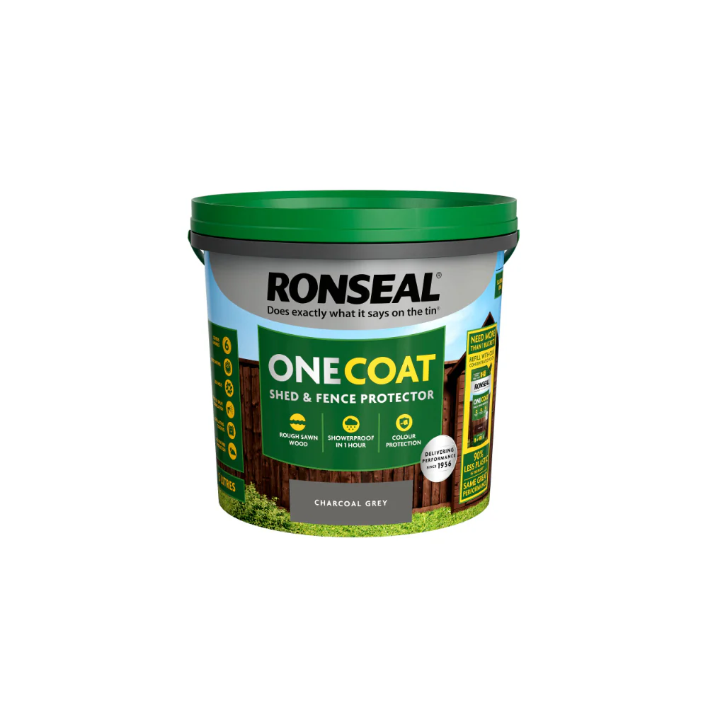 Ronseal One Coat Shed and Fence Paint | Charcoal Grey, 5L