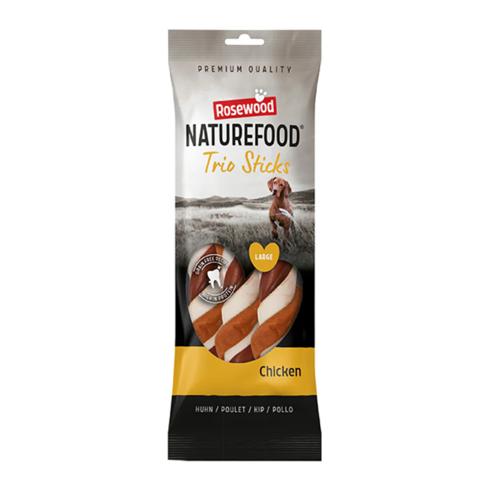 Rosewood Naturefood Chicken Trio Sticks Dog Chews | Large, Pack of 3, 240g