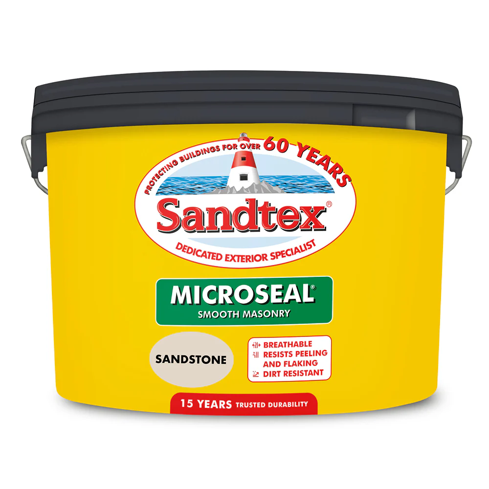 Sandtex Microseal Smooth Exterior Sandstone Masonry Paint | 10L, 15 Year
