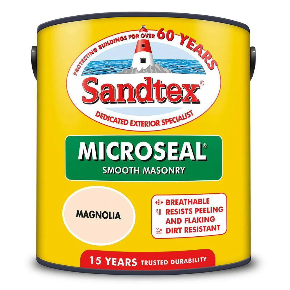 Sandtex Microseal Smooth Masonry Paint | Magnolia - Image 3