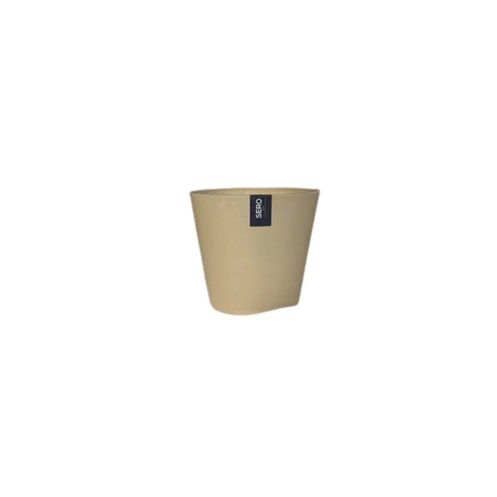 Sero Warm Beige Tapered Plant Pot | 20cm, Smooth Finish, Rounded Edges