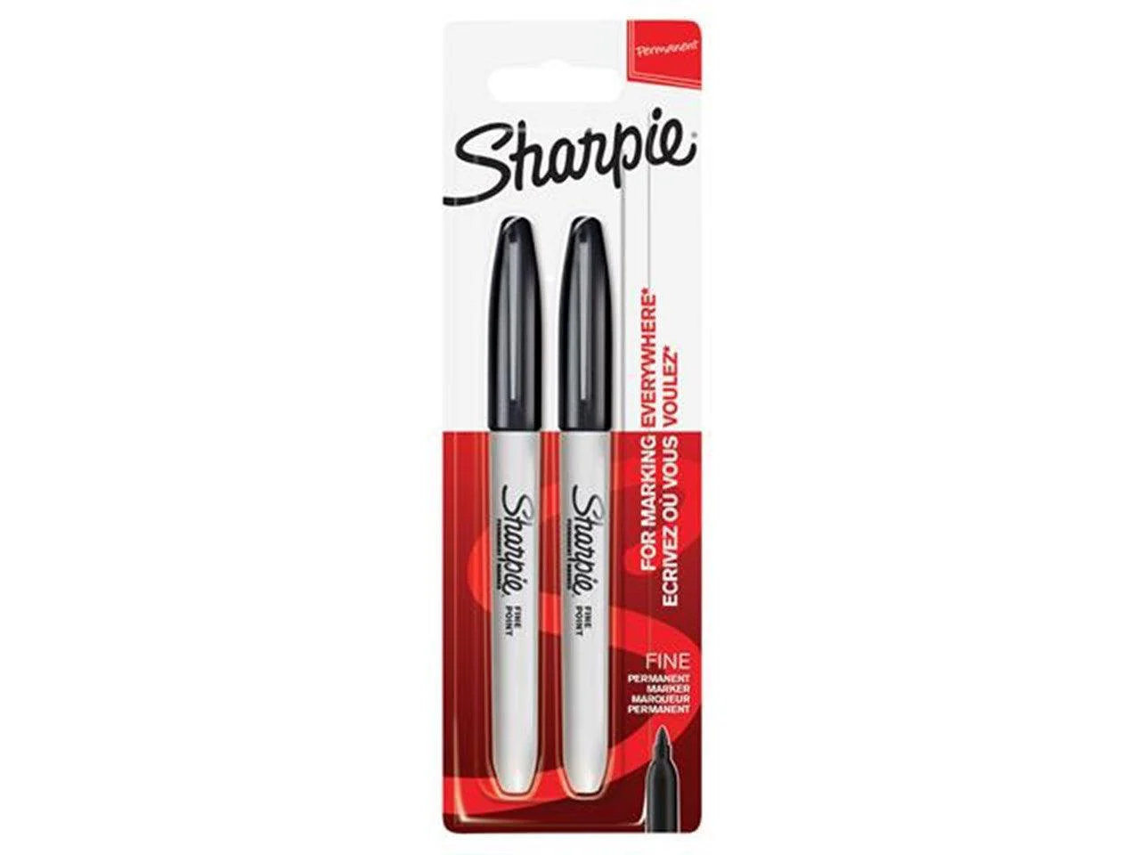 Sharpie Permanent Markers Fine Point Black 2pk