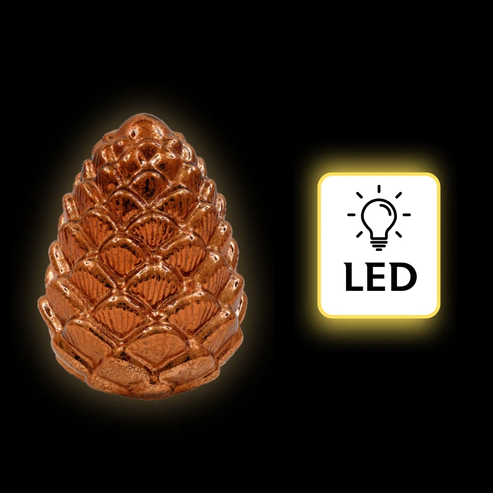 SIL Amber Glass LED Pine Cone Light | 14.5x19cm - Image 3