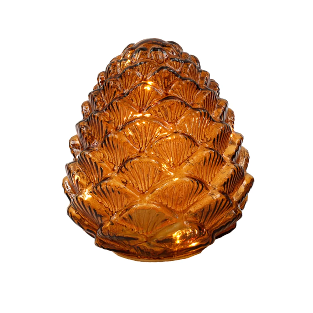 SIL LED Glass Pinecone Deco | 14x16cm Amber/Grey - Image 3