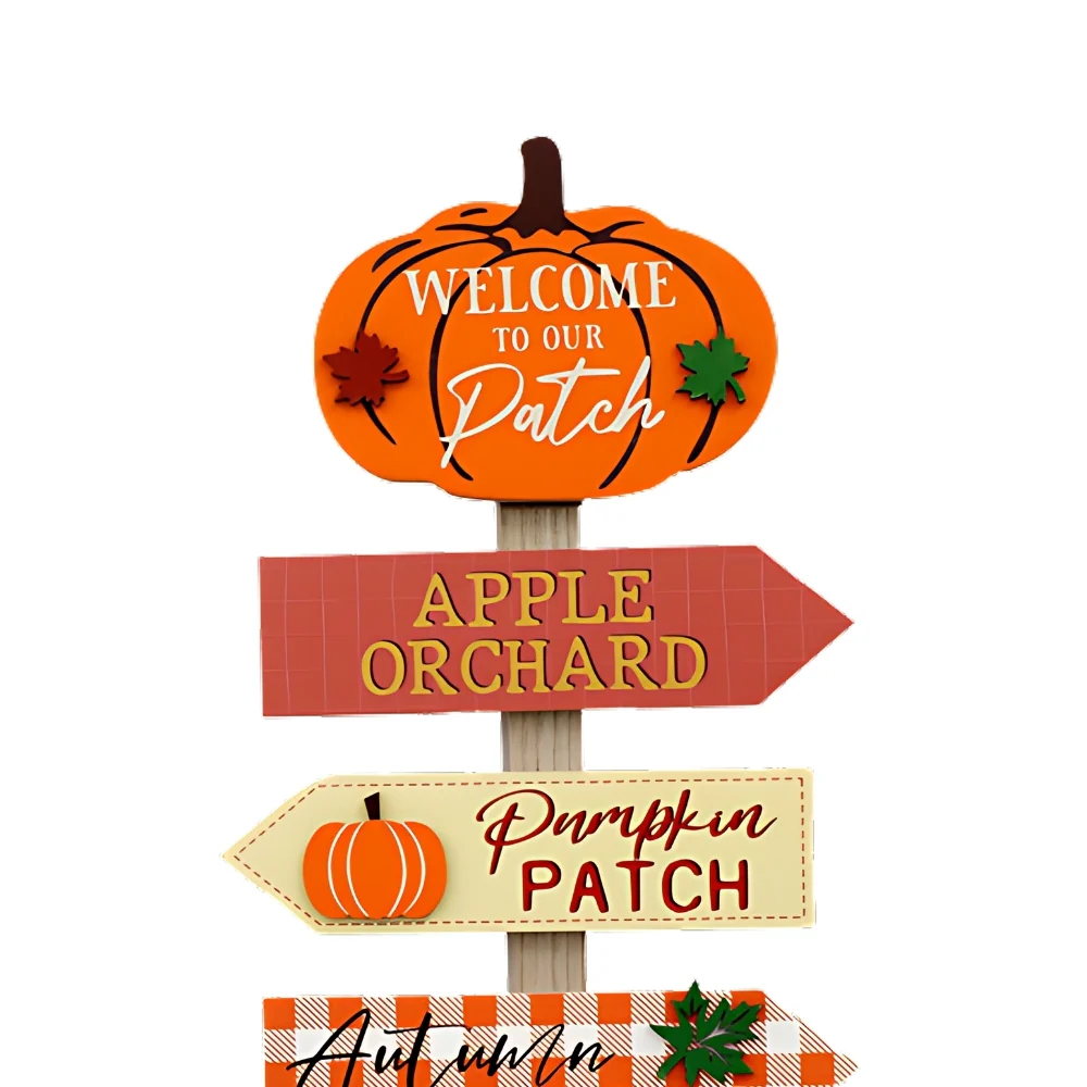 SIL Pumpkin Patch Sign Post | 44.2cm Autumn Decor - Image 2