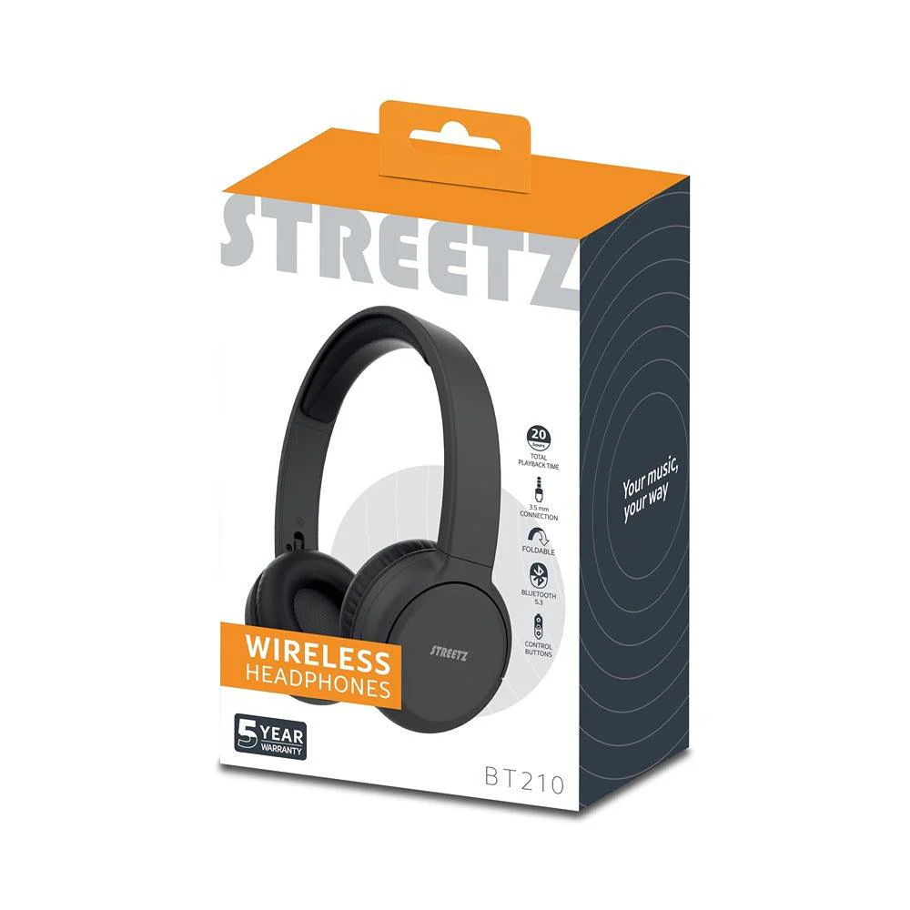 Streetz Bluetooth Headphone | Black | 20 Hours Playtime | Built-in Microphone | 5-Year Warranty - Image 6