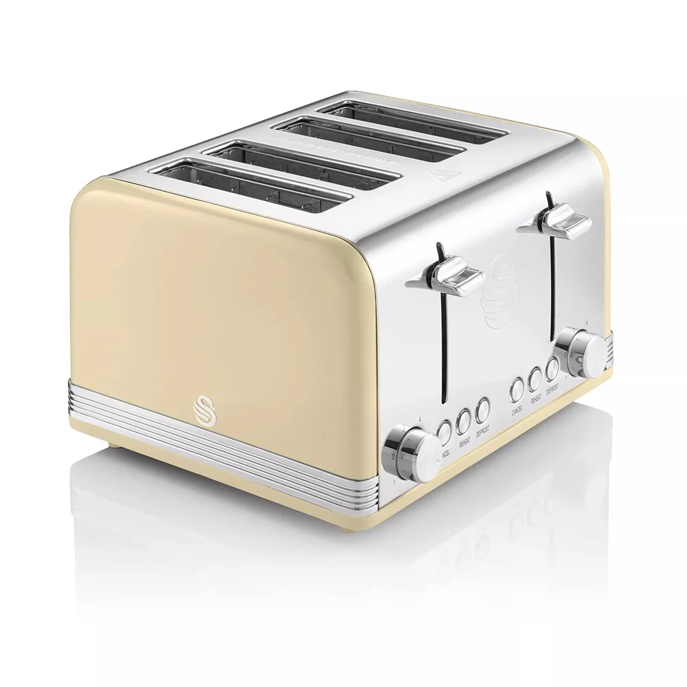 Swan Retro Cream 4 Slice Toaster | Dual Controls, Variable Browning - Image 2