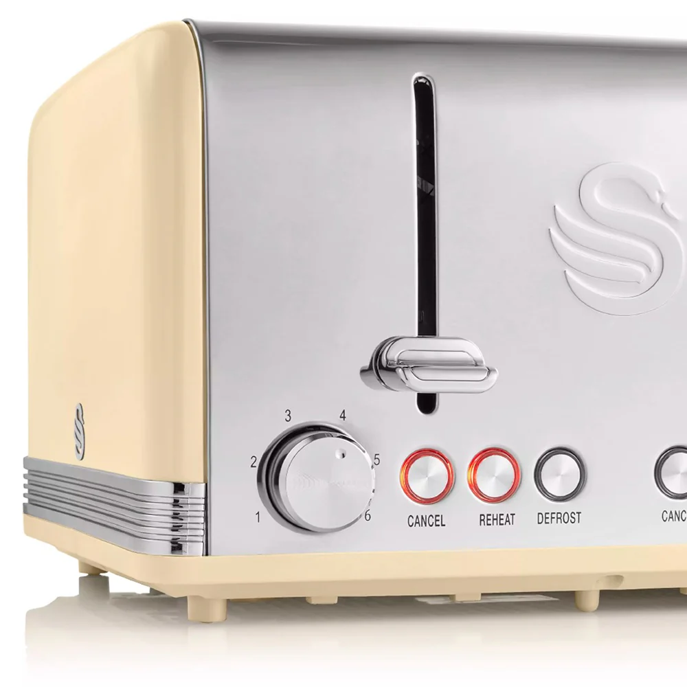 Swan Retro Cream 4 Slice Toaster | Dual Controls, Variable Browning - Image 4