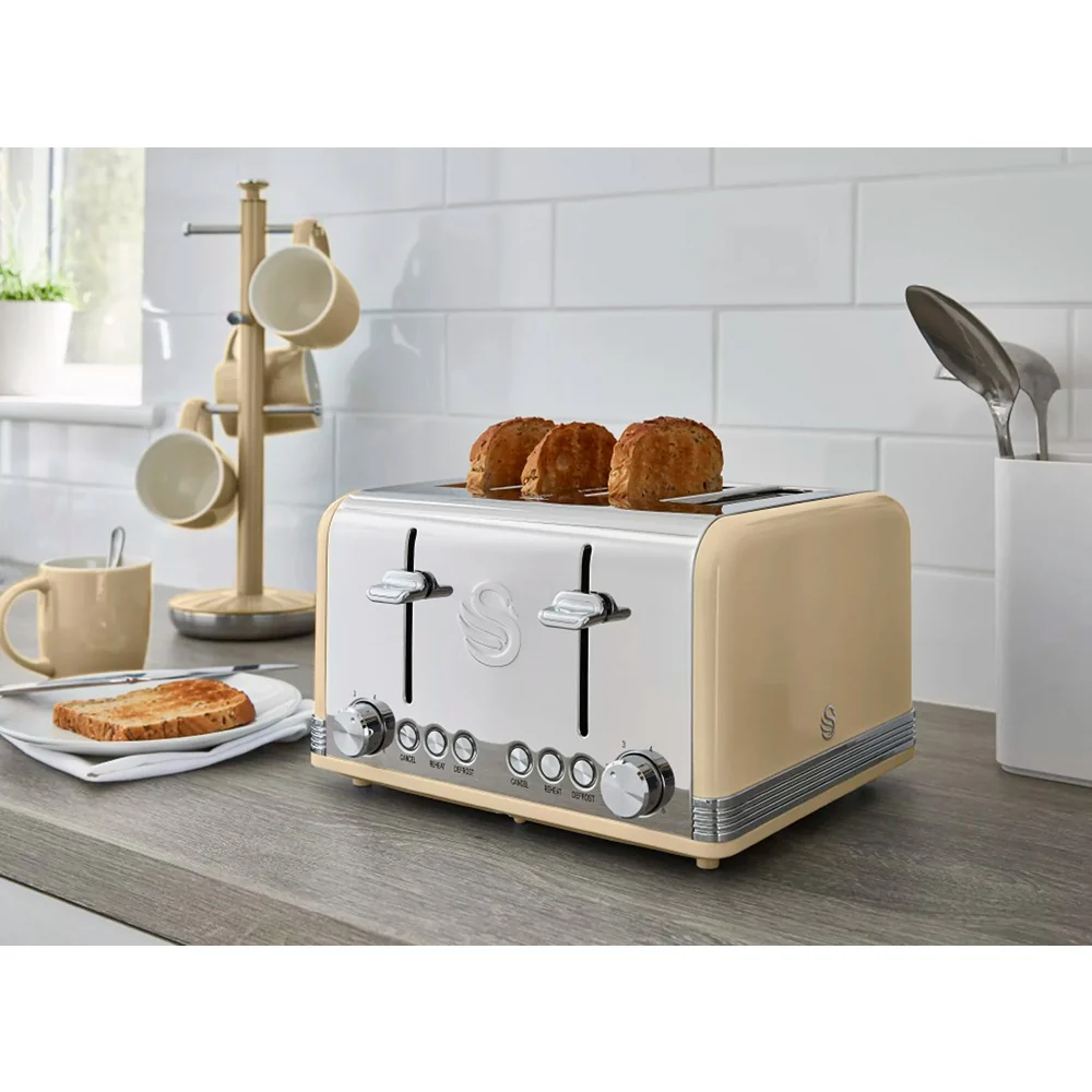 Swan Retro Cream 4 Slice Toaster | Dual Controls, Variable Browning - Image 5