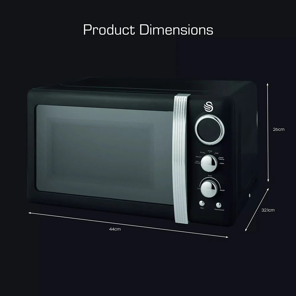 Swan Retro Digital Microwave | 800W, Black Finish - Image 6