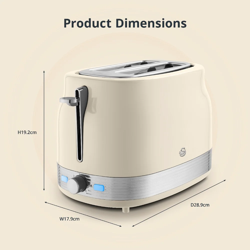 Swan RetroRevive 2 Slice Toaster | Cream, Extra-Wide Slot, Browning Control - Image 3