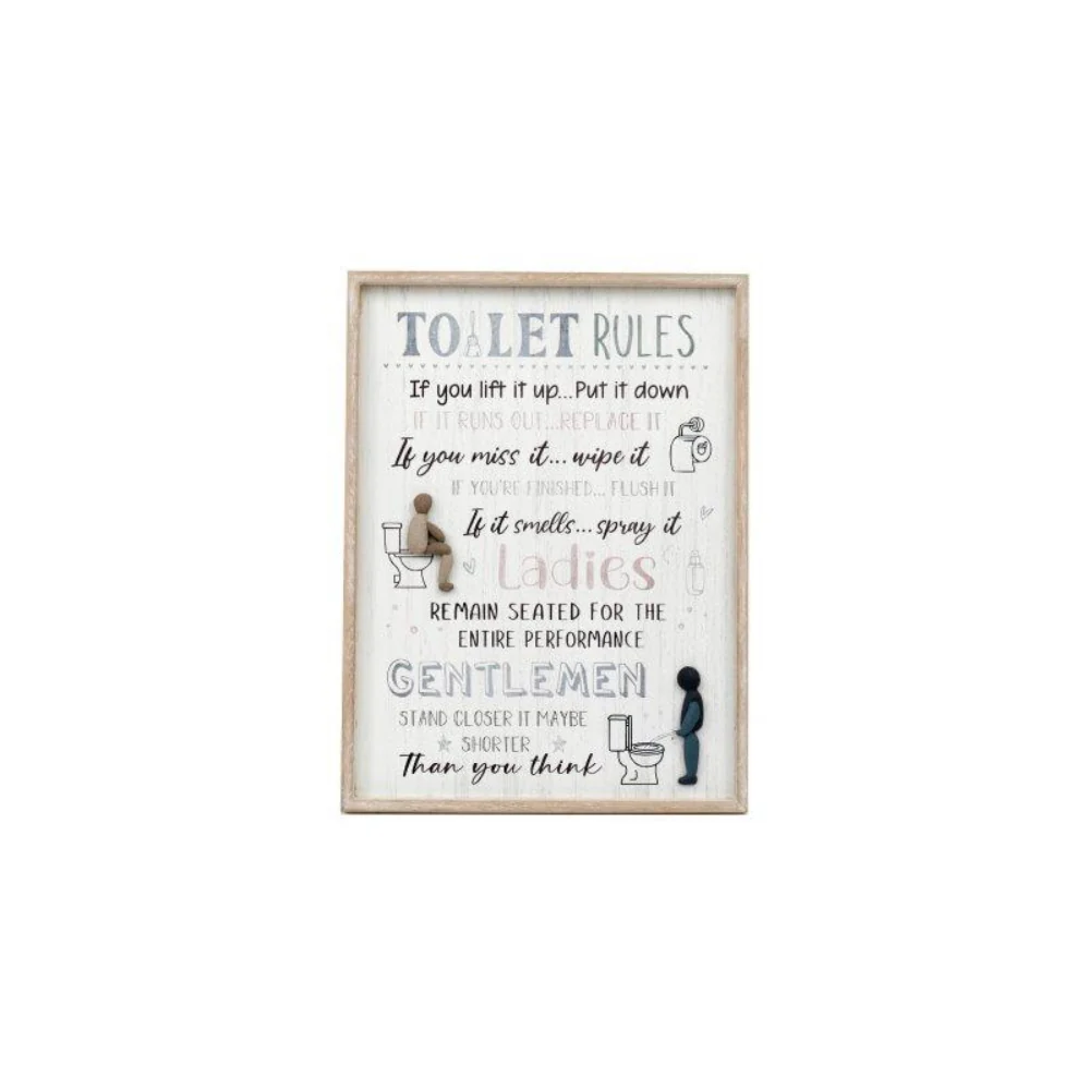 Toilet Rules Decorative Bathroom Wall Art Plaque Sign | 30 x 40cm