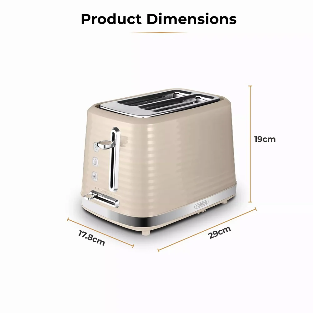 Tower Saturn Latte Beige 2 Slice Toaster | Adjustable Browning, Crumb Tray - Image 8